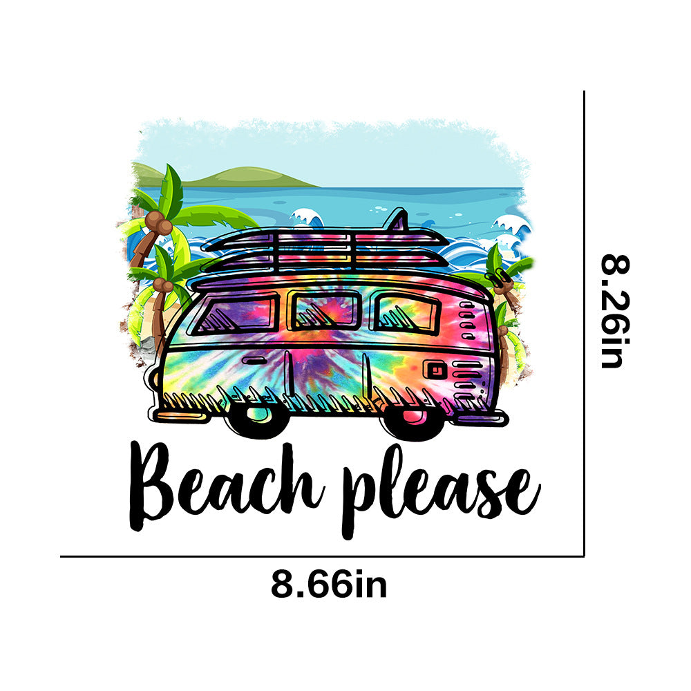 Wholesale 10pcs Beach slippers pineapple coconut trees UV DTF Ready to Press Transfers Wraps