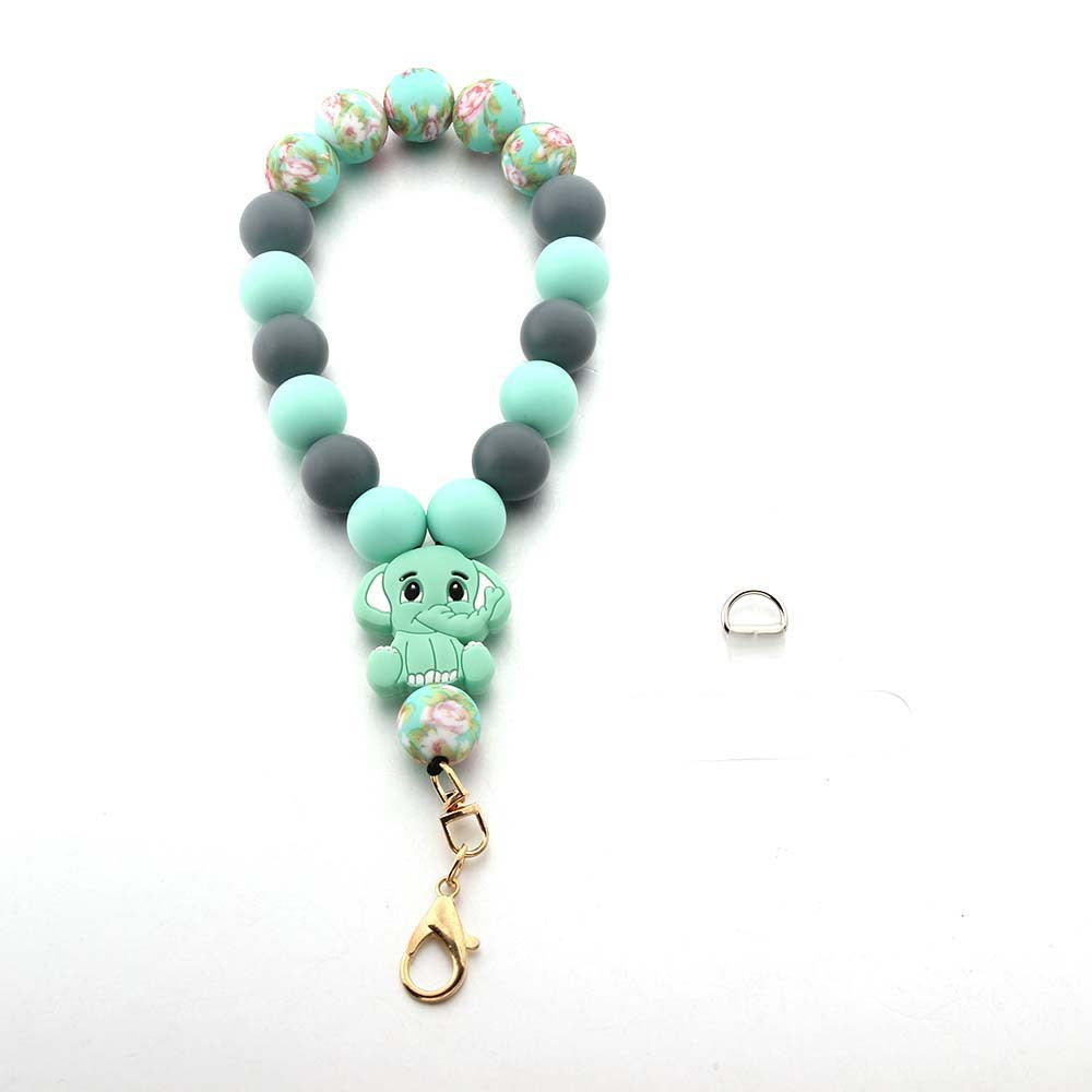 Wholesale Cartoon Animal Highland Cattle Elephant Silicone Beads Wrist Keychain