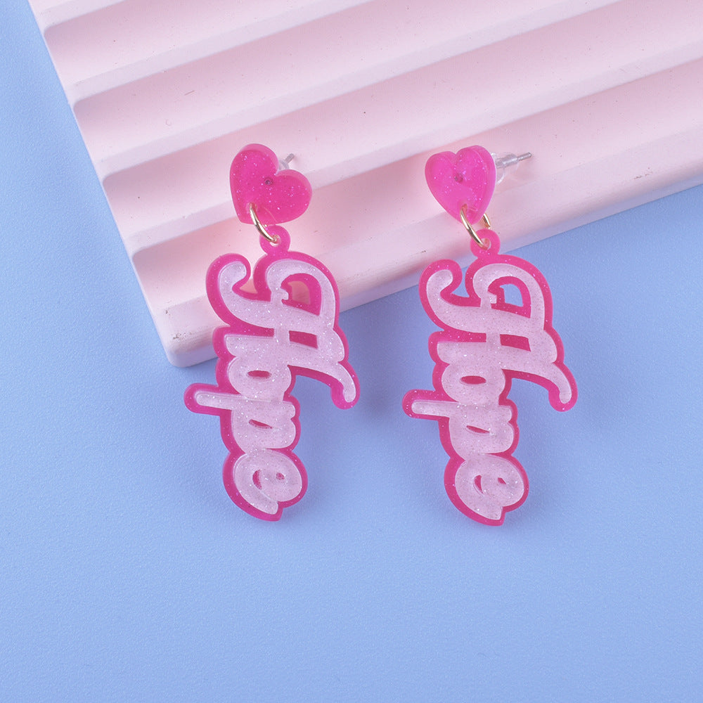 Wholesale Breast Health Pink Ribbon Acrylic Earrings