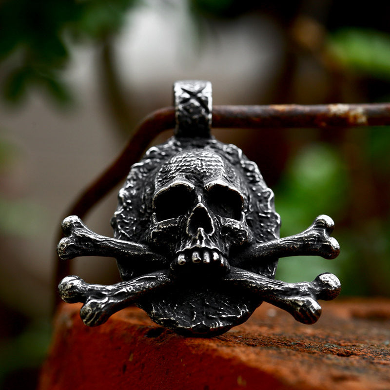 Wholesale stainless steel jewelry  vintage skull bone titanium steel pendant necklace
