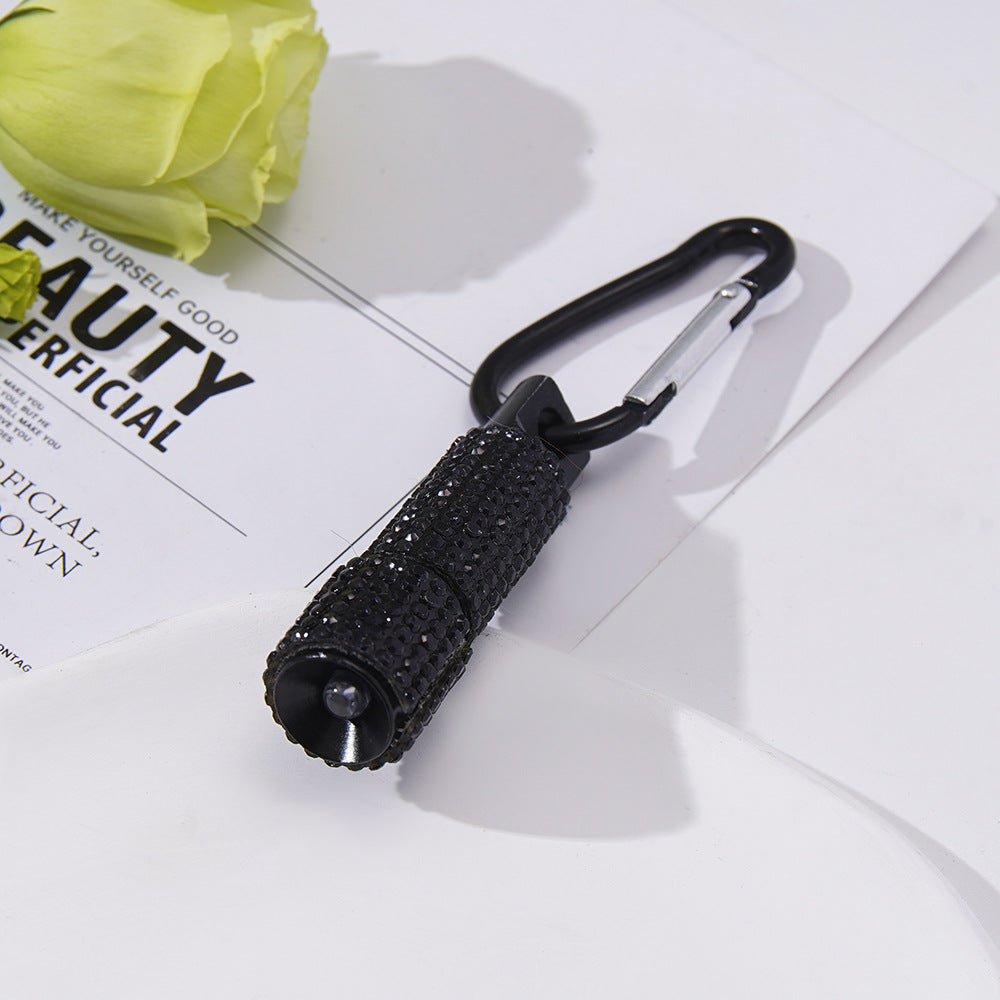 Wholesale Rhinestone Mini LED Flashlight Carabiner Flashlight Keychain