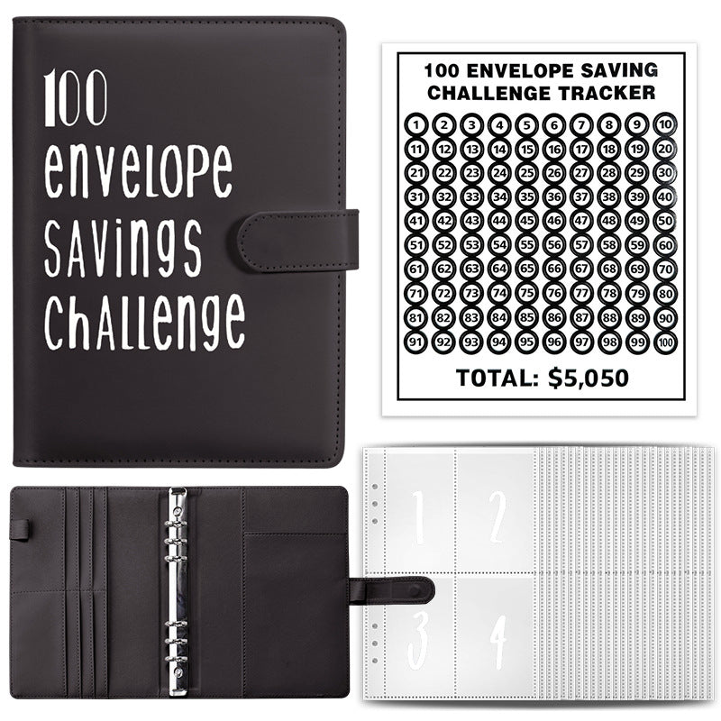Wholesale of 100 Envelope Challenge PU Deposit Book Loose Leaf Cash Notebook