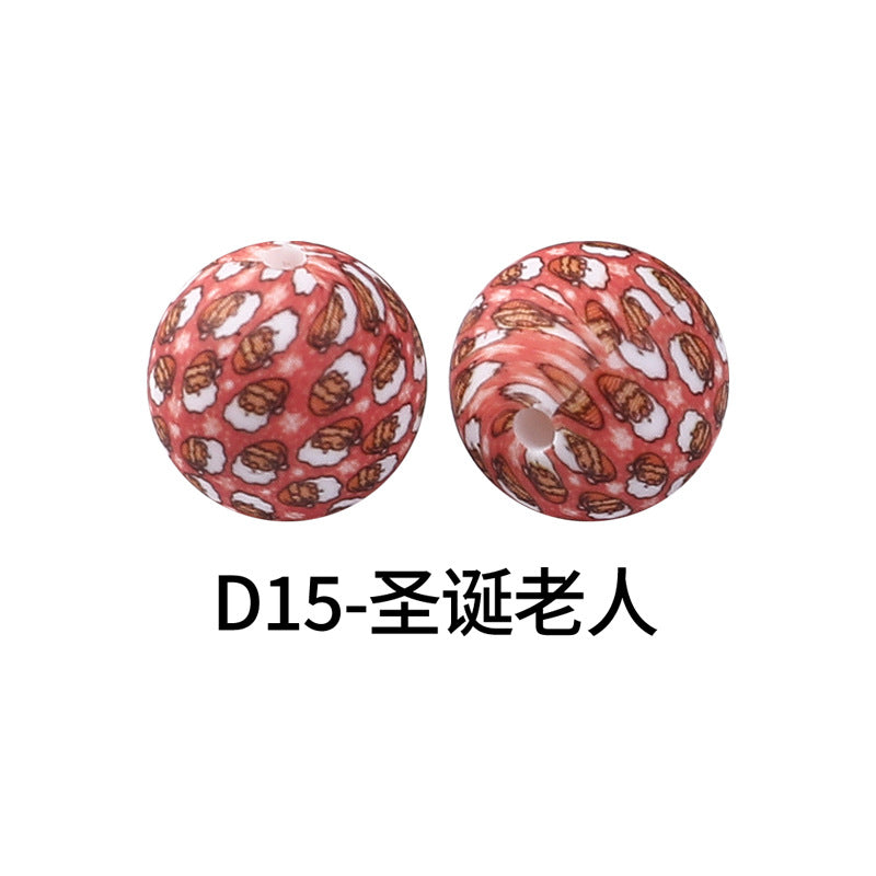 Wholesale 100pcs15mm Leopard Print Water Transfer Round Silicone Beads
