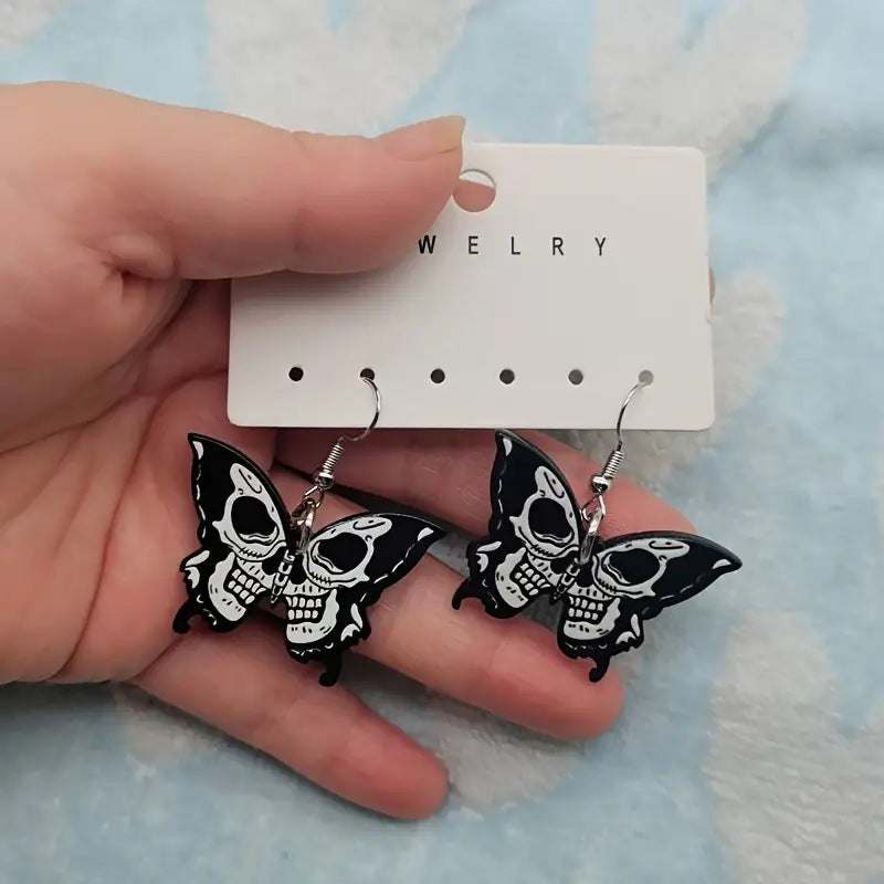 Wholesale  Horror Skull Butterfly Earrings Flat Acrylic Earrings