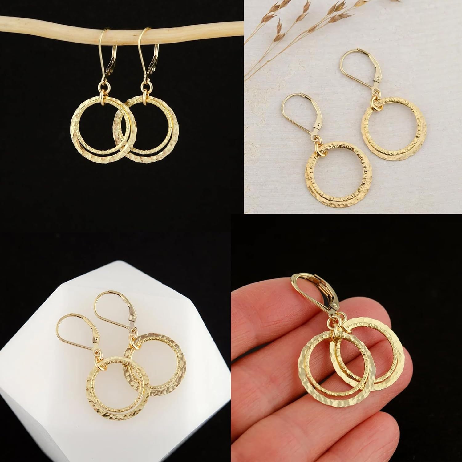 Wholesale Exaggerated Round Hammer Pattern Geometric Hoop Earrings