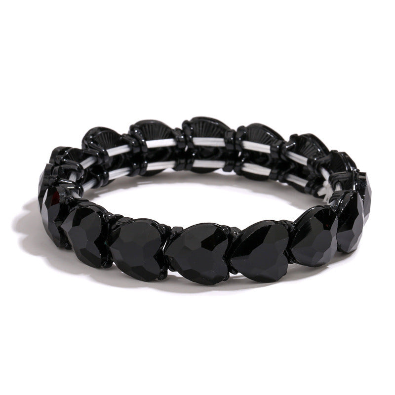 Wholesale Alloy Glass Stone Elastic Thread Love Bracelet