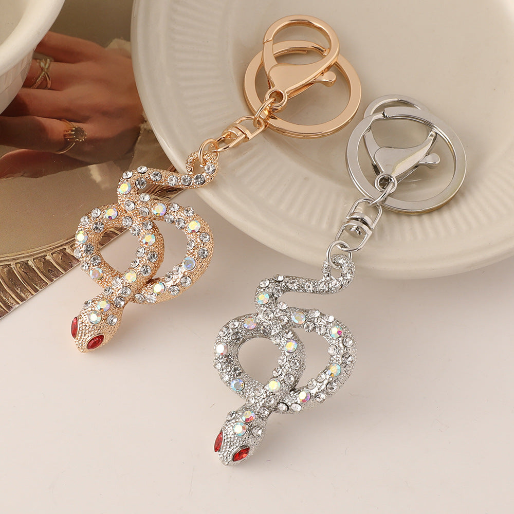 Wholesale Zodiac snake car keychain diamond exquisite bag pendant this life year snake series small gift