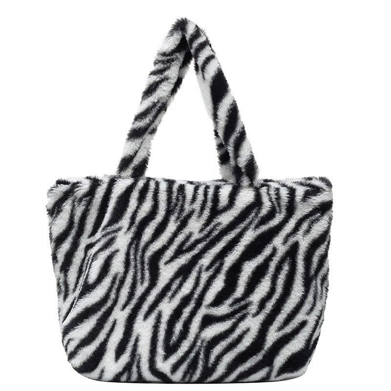 Wholesale Autumn and Winter Cow Pattern Plush Handbags