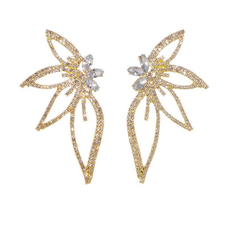 Wholesale Exaggerated Diamond Large Butterfly Earrings