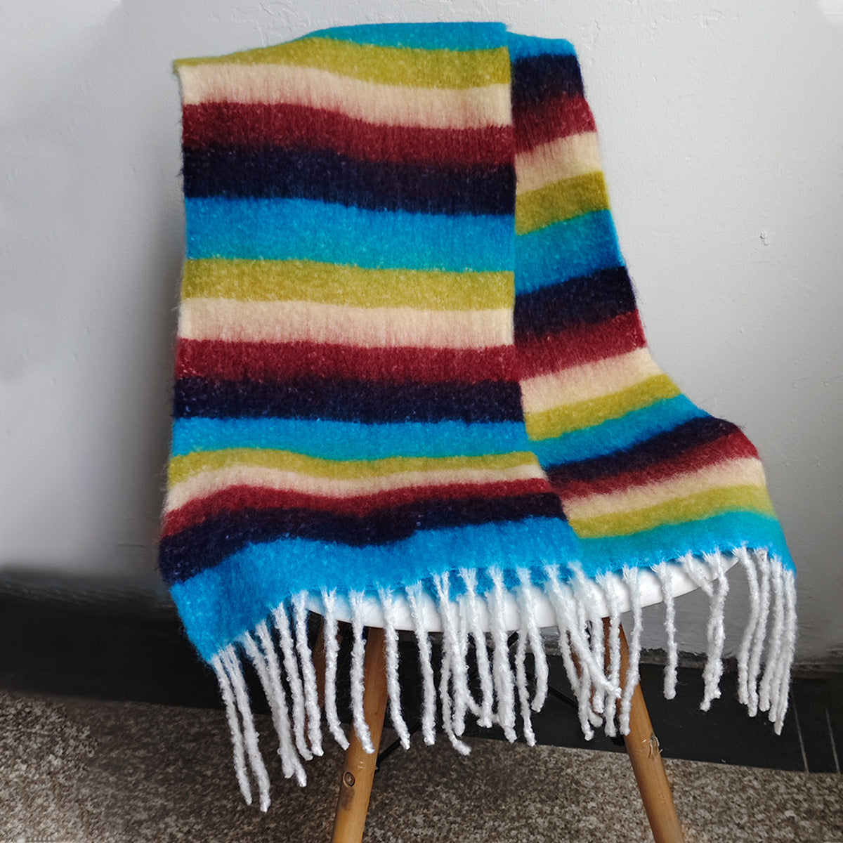 Wholesale Autumn and Winter Thickened Warm Dopamine Striped Imitation Cashmere Plaid Scarf