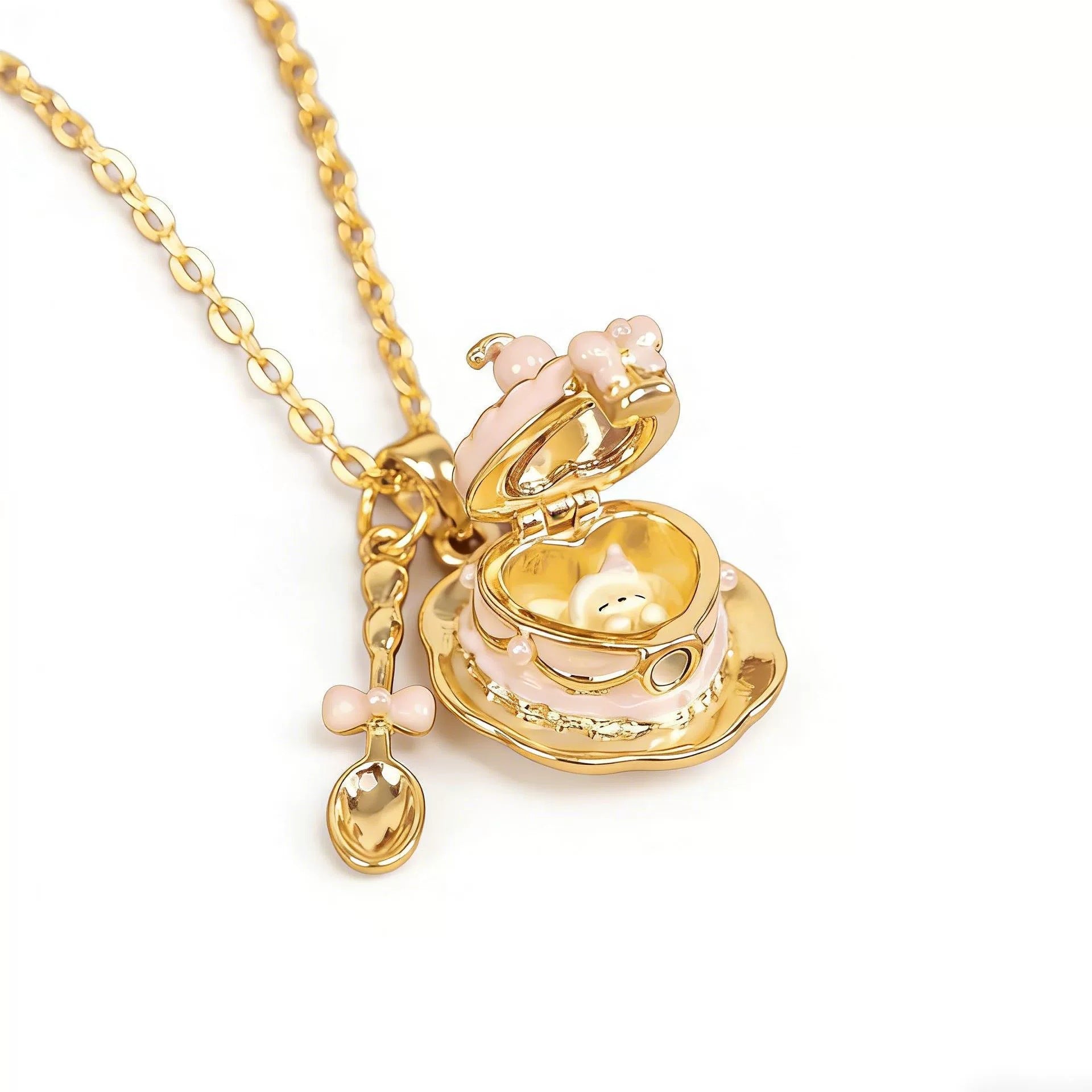 Wholesale Copper Electroplated Teacup Necklace Sweet Fashion Accessory For Girls Birthday Gift