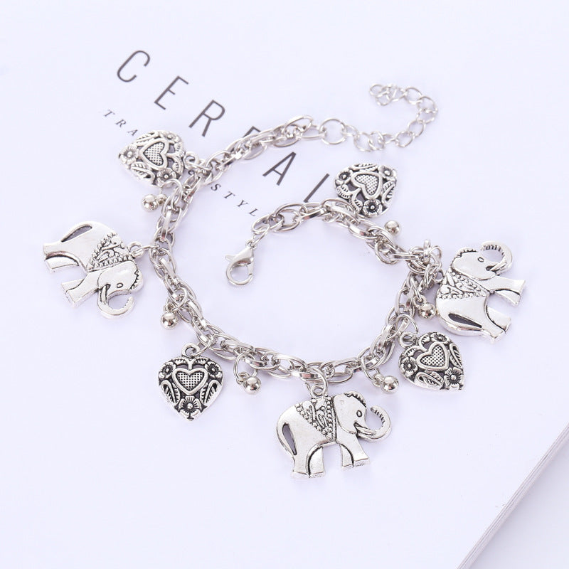 Wholesale Vintage Carved Elephant Heart Alloy Bracelets