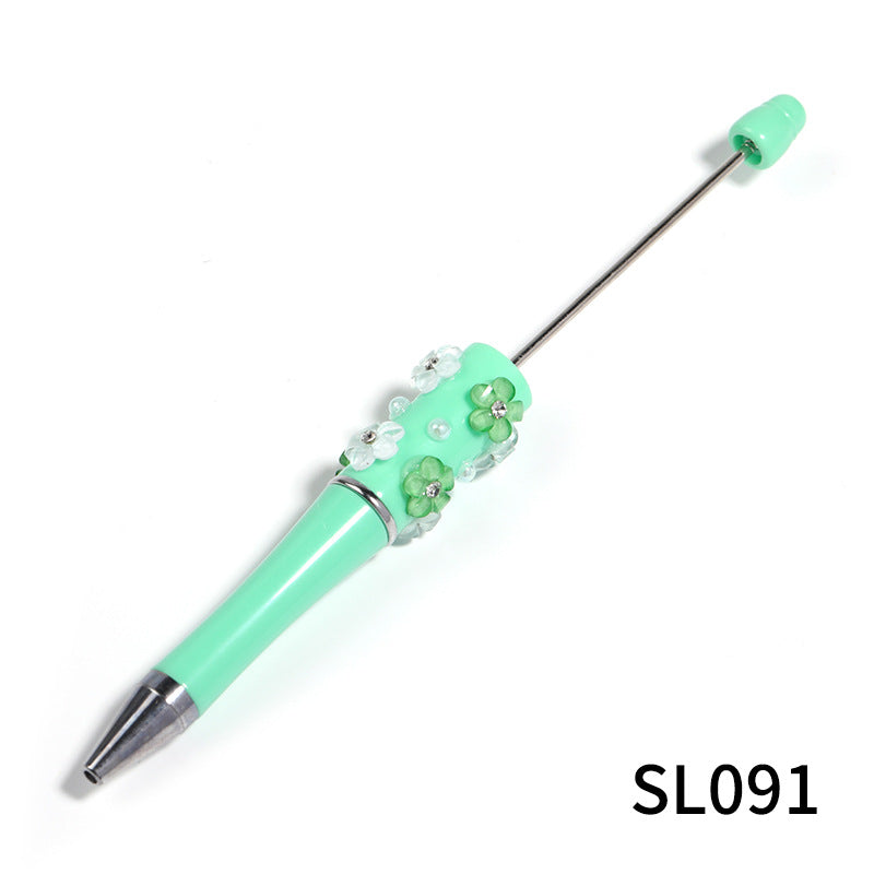 Wholesale Beadable Pens 10pcs Heavy Duty Diy Diamond Five Petal Flower Bead Ballpoint Pen