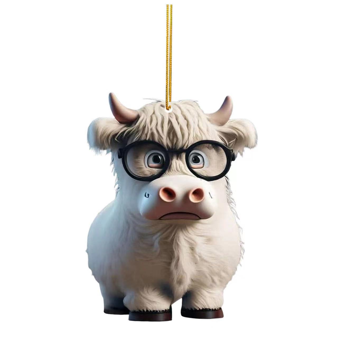 Wholesale Cute Cartoon Cattle Christmas Tree Decorations Acrylic Decorations