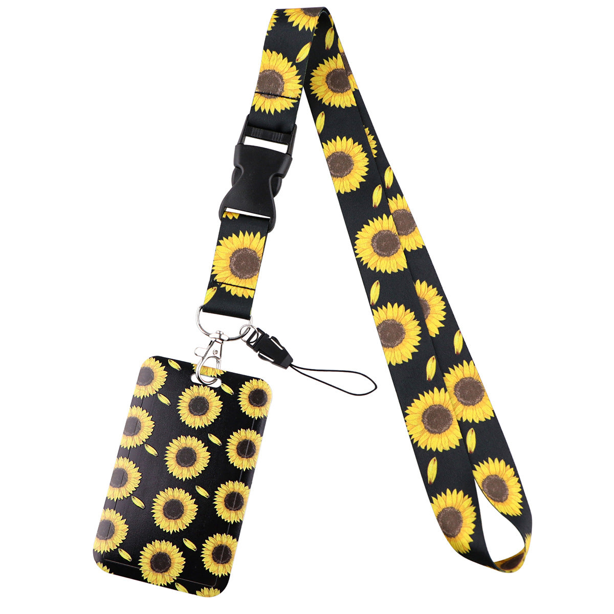 Wholesale Sunflower Card Holder Ribbon Polyester Phone Lanyard Keychain