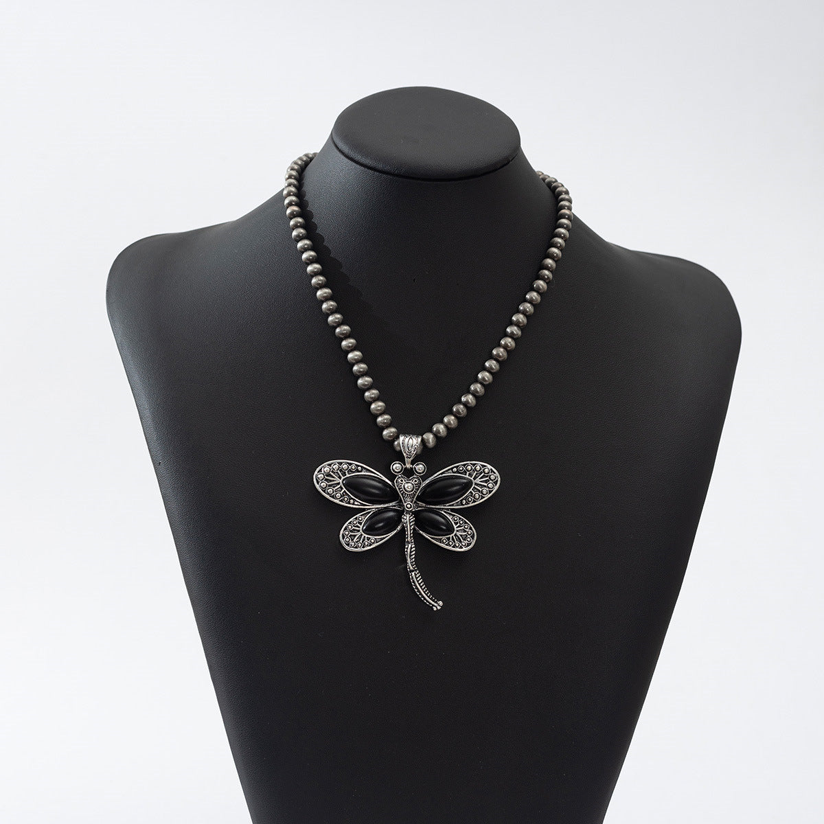 Wholesale Western style vintage dark turquoise animal dragonfly necklace