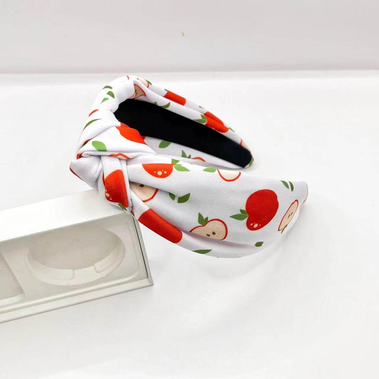 Wholesale Thanksgiving Knot Pumpkin Print Wide Edge Fabric Set with Diamond Hair Hoops