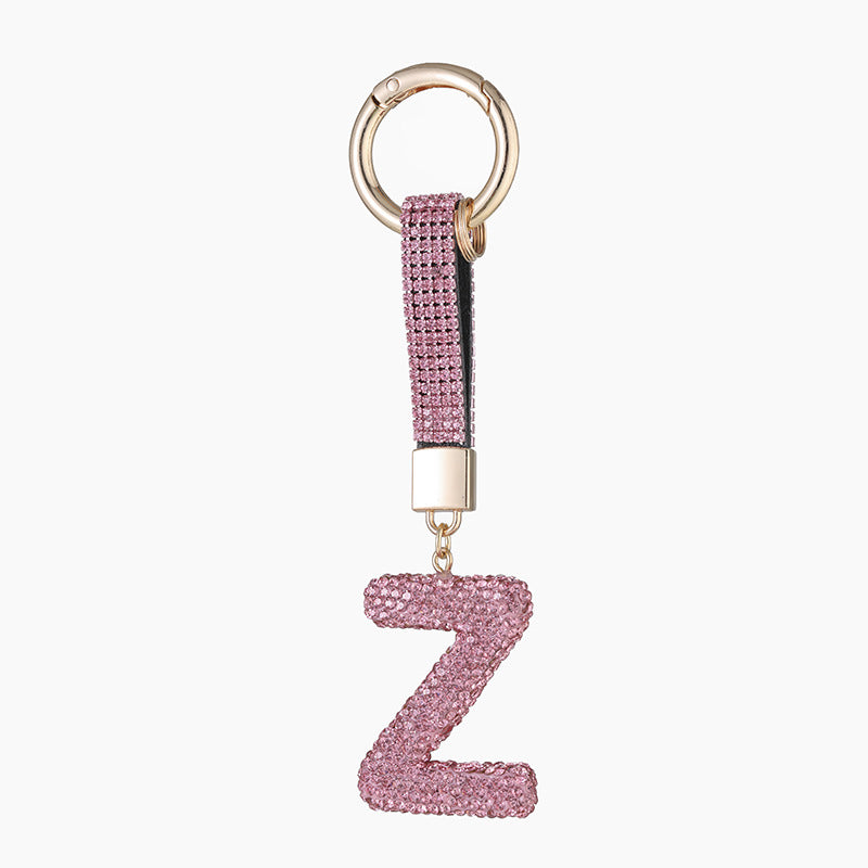 Wholesale Pottery Clay Water Diamond Alloy Dot Diamond Letter Keychain