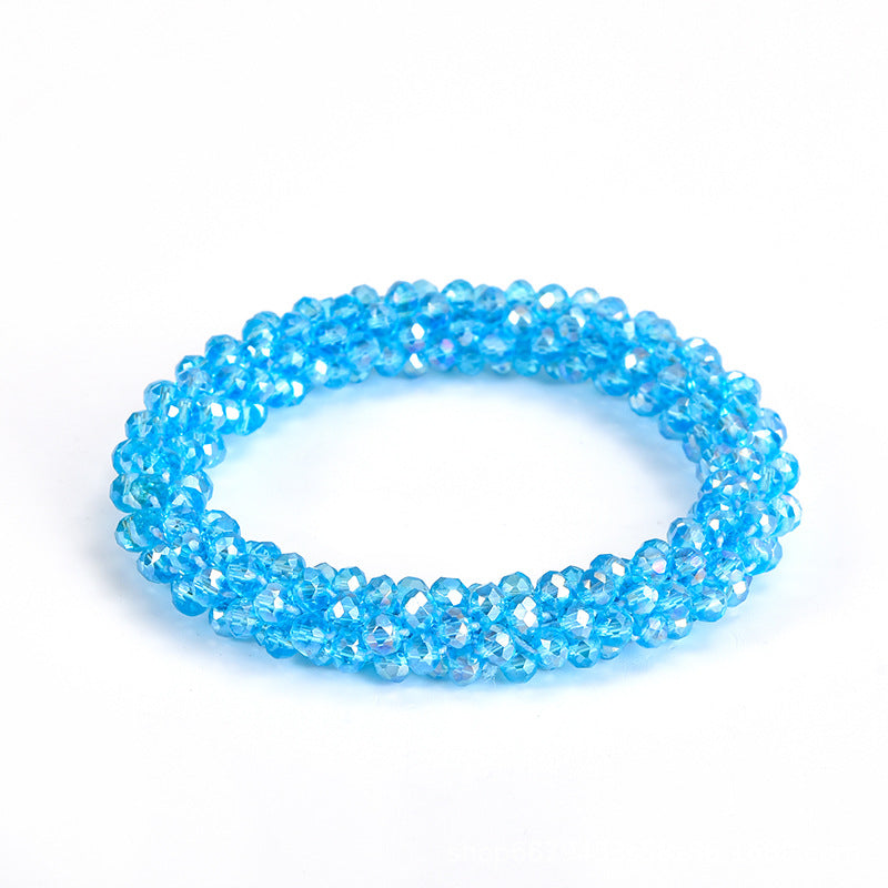 Wholesale Sequin Crystal Color Elastic Rubber Band Bracelet Dual Use