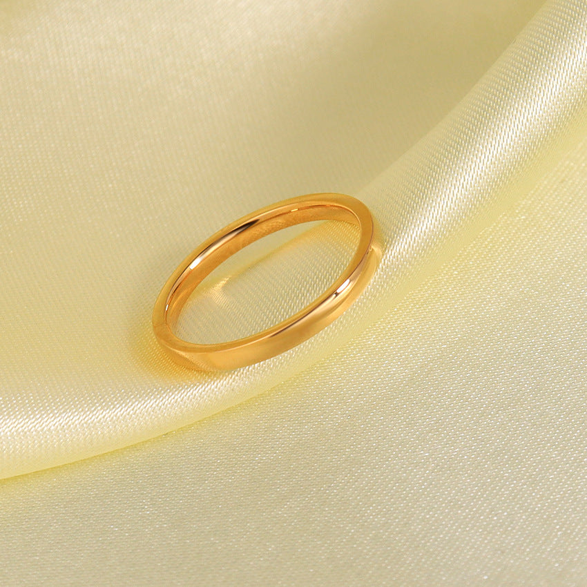 Wholesale 18K Plated Ring Surface Glossy Plain Ring Simple Style Titanium Steel Ring