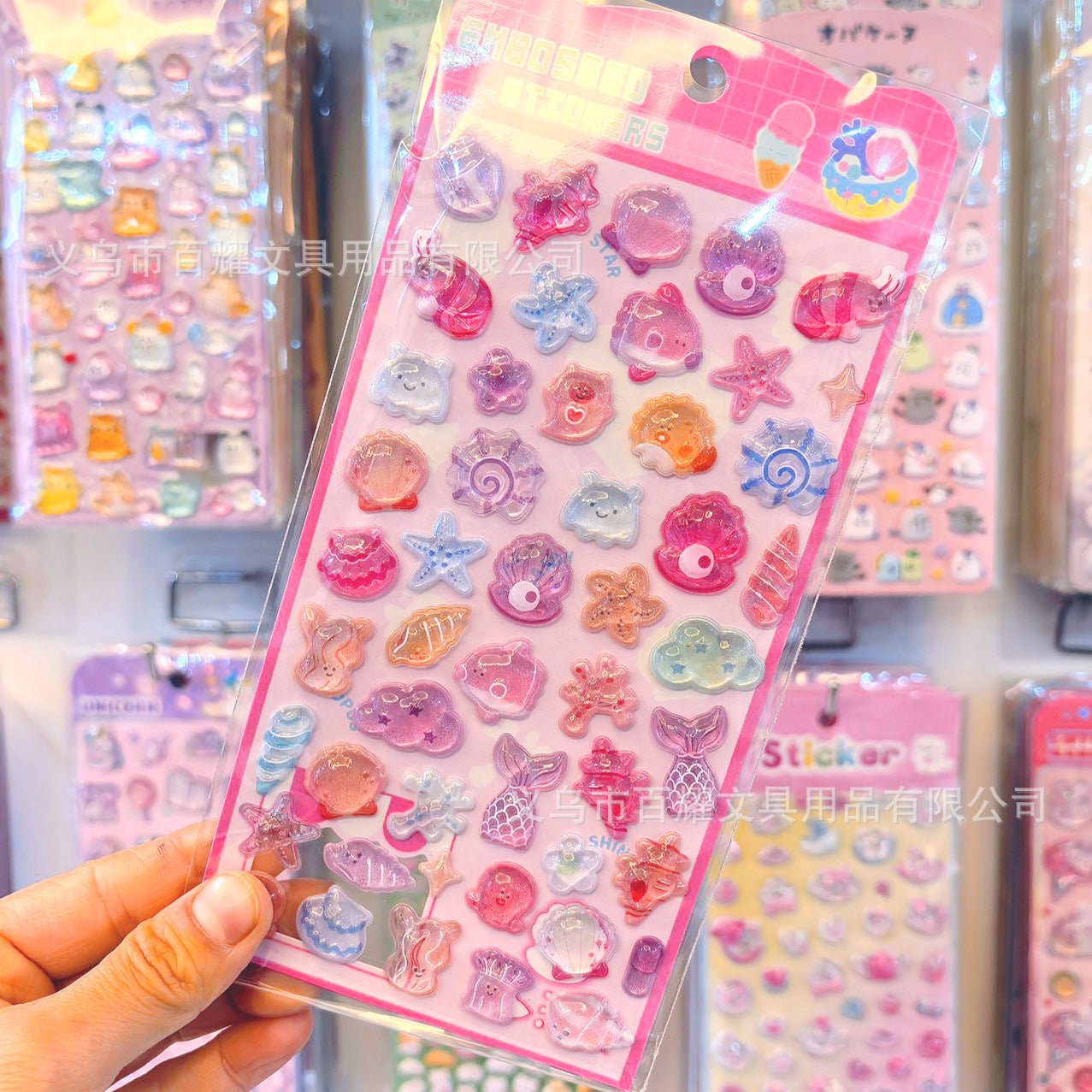 Wholesale Embossed Strawberry Ocean Unicorn Cartoon 3D Stickers  OLY Exclusive