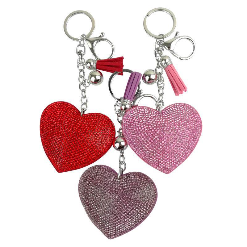 Wholesale Valentine's Day Diamond Inlaid Peach Heart Zinc Alloy Keychains