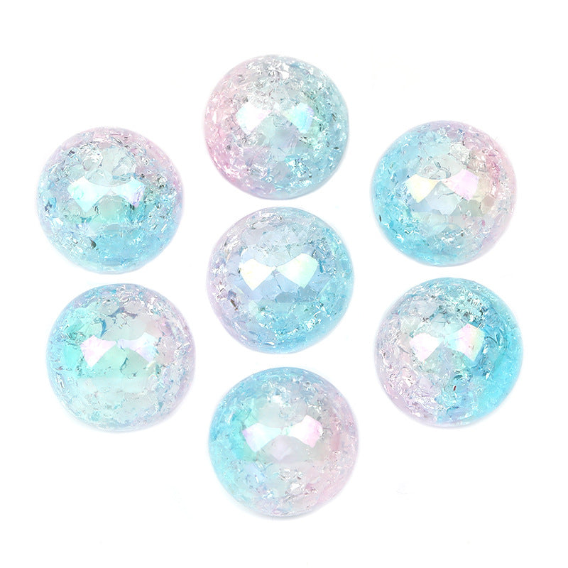 Wholesale Half-hole Acrylic Starry Sky Two-color Crack Burst Beads DIY Hair Circle Beads