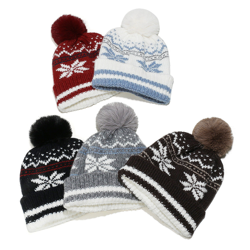 Wholesale Winter Thickeneded Warm Christmas Snowflake Hat