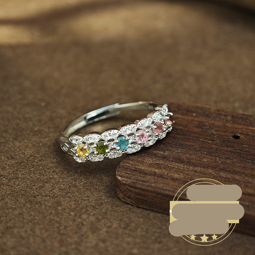 Wholesale 925 silver natural colored tourmaline ring