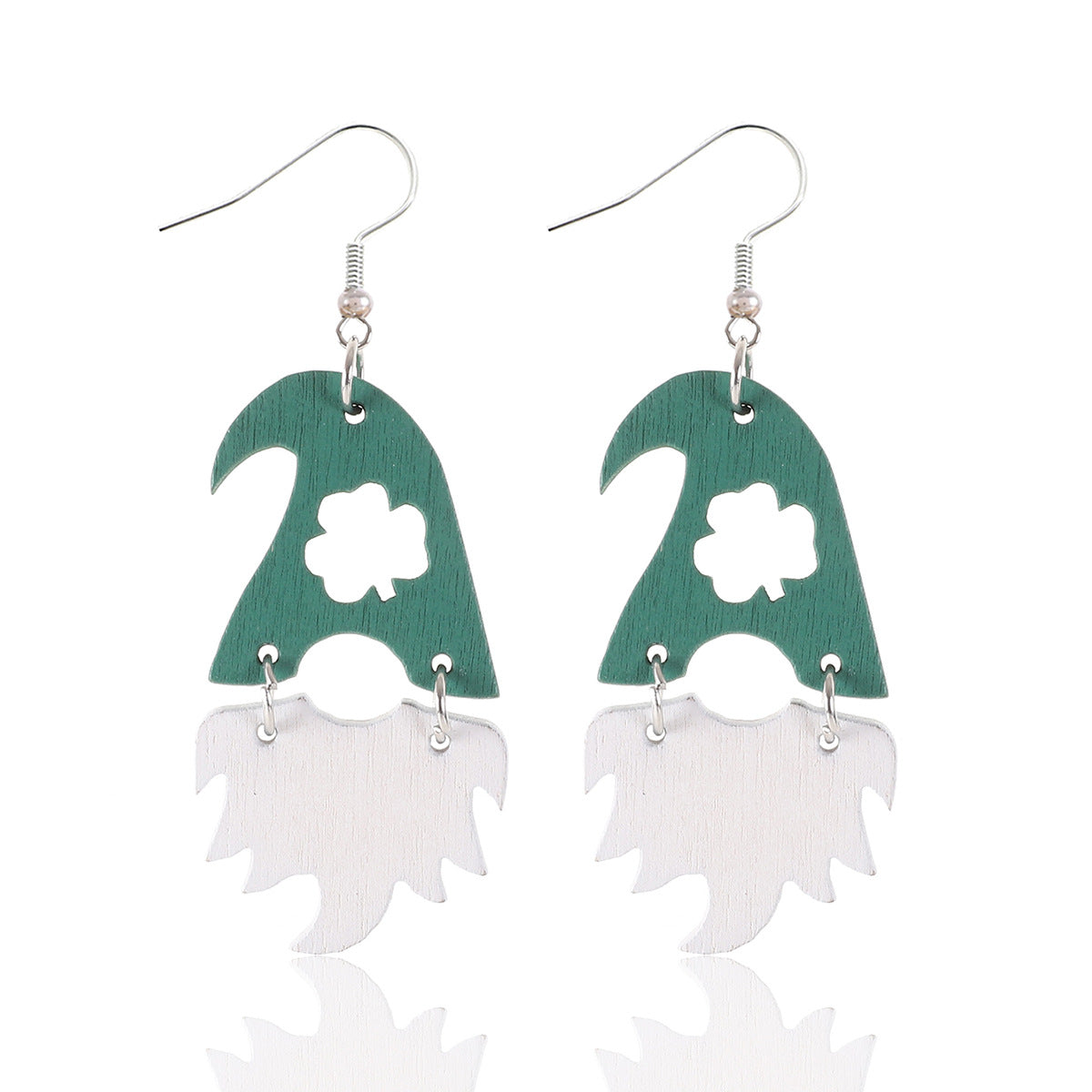 Wholesale St. Patrick's Four Leaf Clover Wooden Earrings