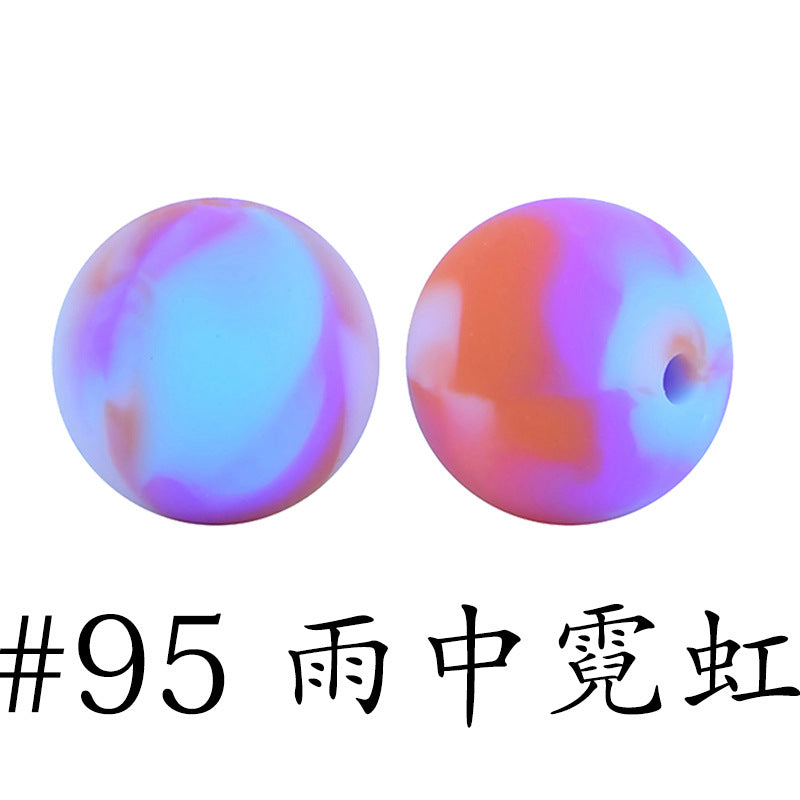 Wholesale 50pcs 16mm Print Silicone Beads Colorful Silicone Water Transfer Beads