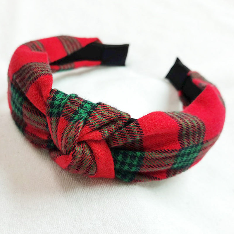 Wholesale Christmas Series Plaid Bow Cloth Headband