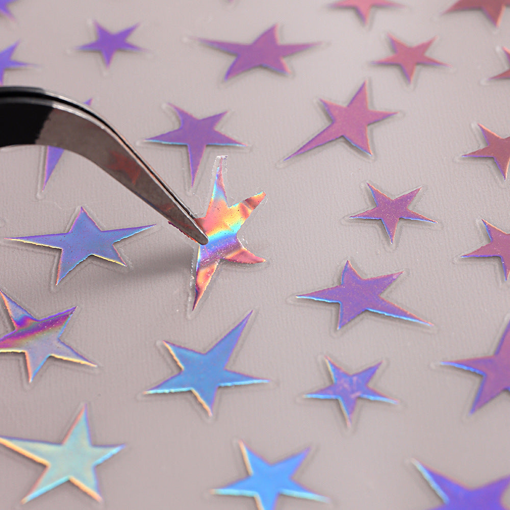 Wholesale 3pcs Nail Art Stickers Laser Purple Glitter Silver Starry Nail Art Stickers