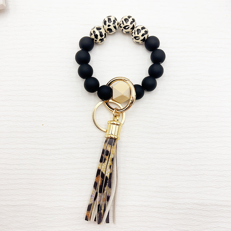 Wholesale Silicone Beads Tassel Wood Beads Wrist Keychain