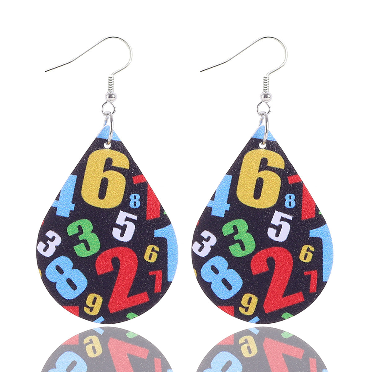 Wholesale Teacher's Day Apple Pencil Water Drop Leather Earrings