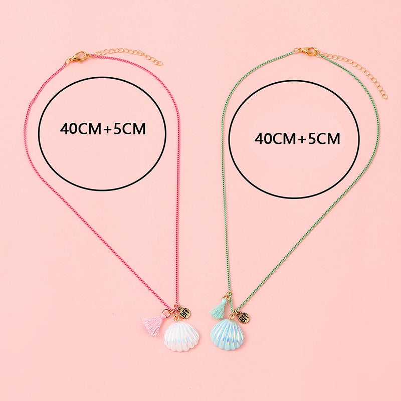 Wholesale Kids Colorful Resin Shell Tassel Pendant Necklaces