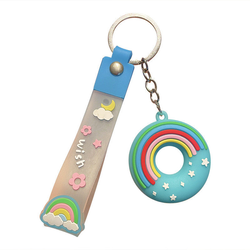 Wholesale New cute rainbow donut keychain student backpack pendant souvenir gift Keychains