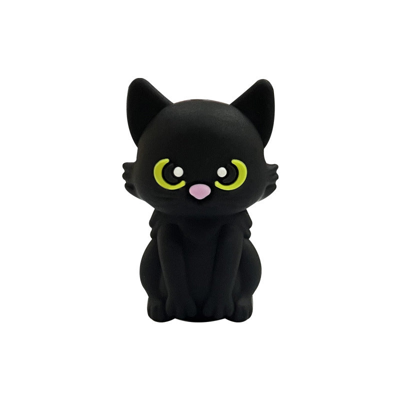 Wholesale  20pcs/pack 3D Silicone Teething Beads Black Cat Beads