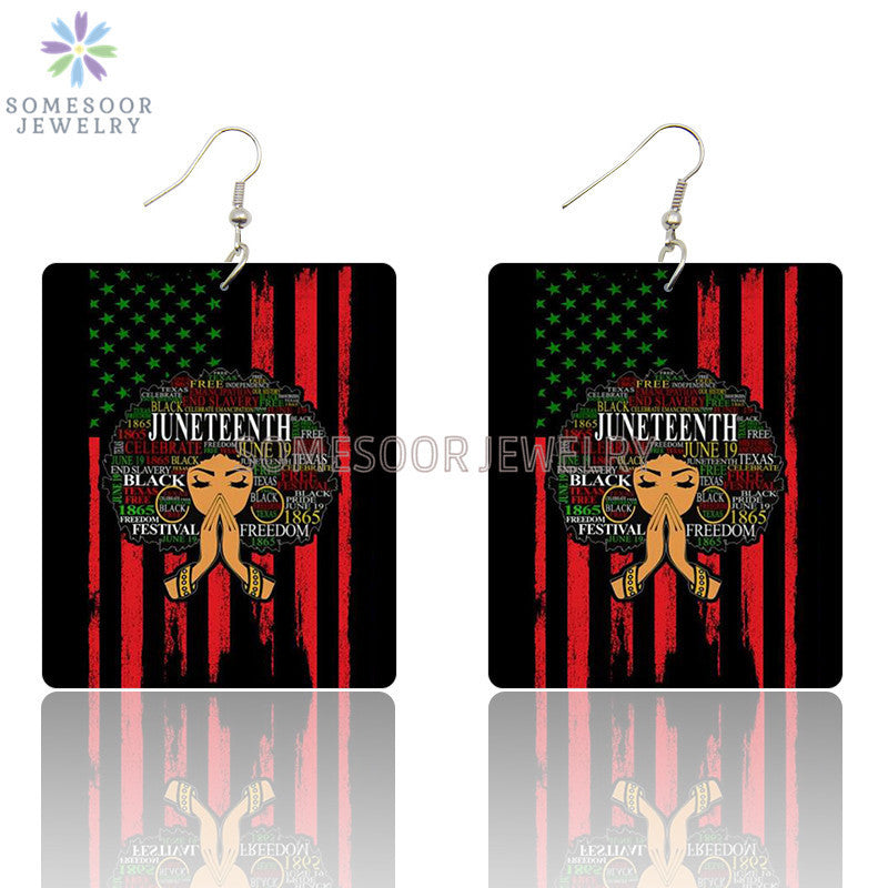 Wholesale Rectangular Exaggerated Wood Earrings