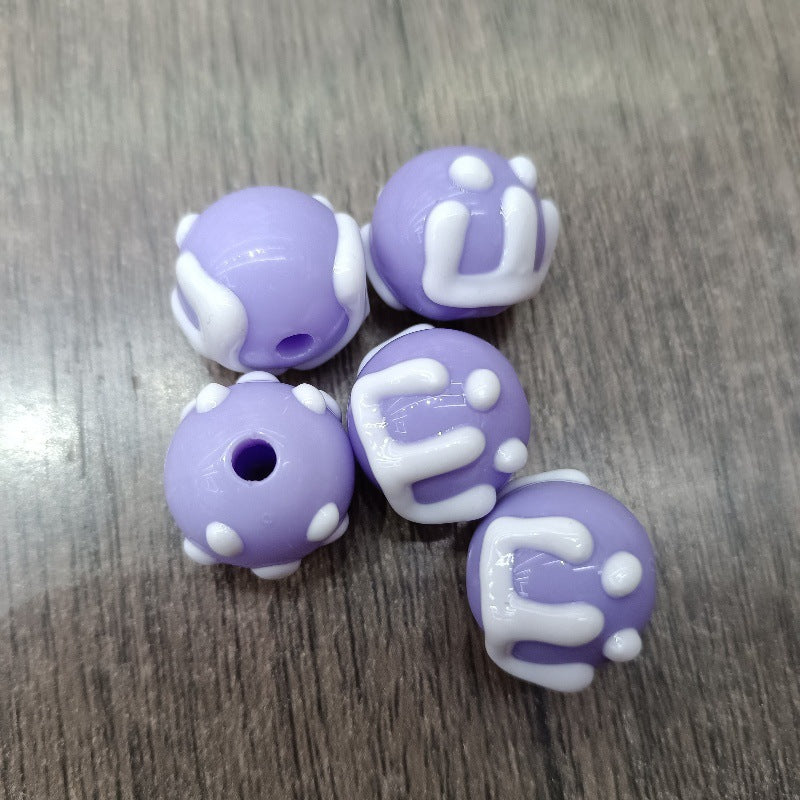Wholesale 200pcs Hand-painted round beads DIY letters cake beads