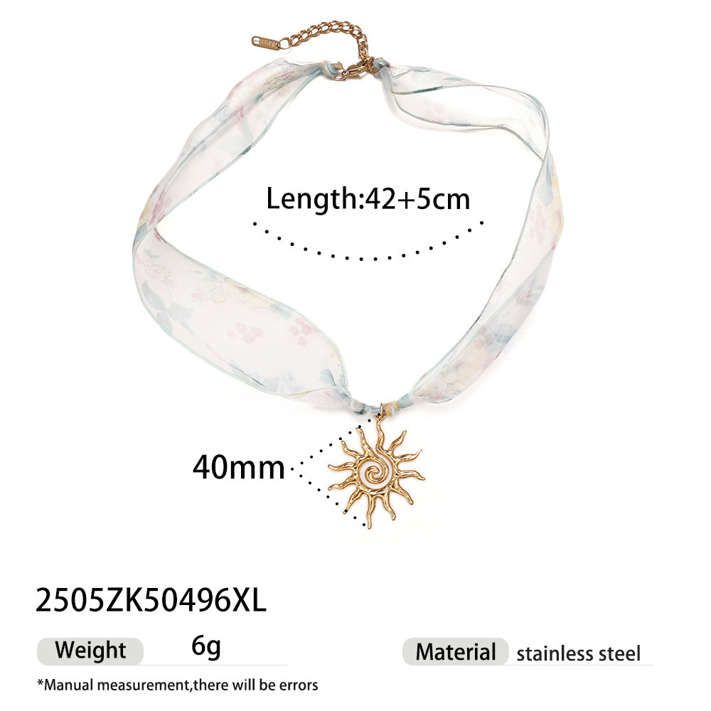 Wholesale Tina European and American Stainless Steel Pendant Necklace Sweet Cool Sexy Style Silk f Braided Colorful Necklace Clavicle Chain Necklace Jewelry