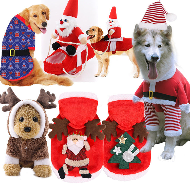 Wholesale Small, Medium and Large Dogs Pet Christmas Cotton Funny Autumn and Winter Clothes