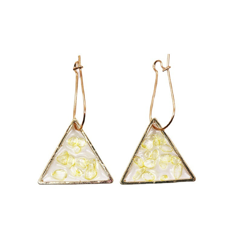 Wholesale 5pcs Yellow Glass Simple Fashion Colorful Gravel Earrings