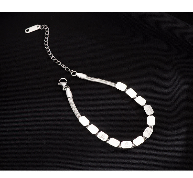Wholesale Titanium steel non-fading retro LOVE square snake bone bracelet for women
