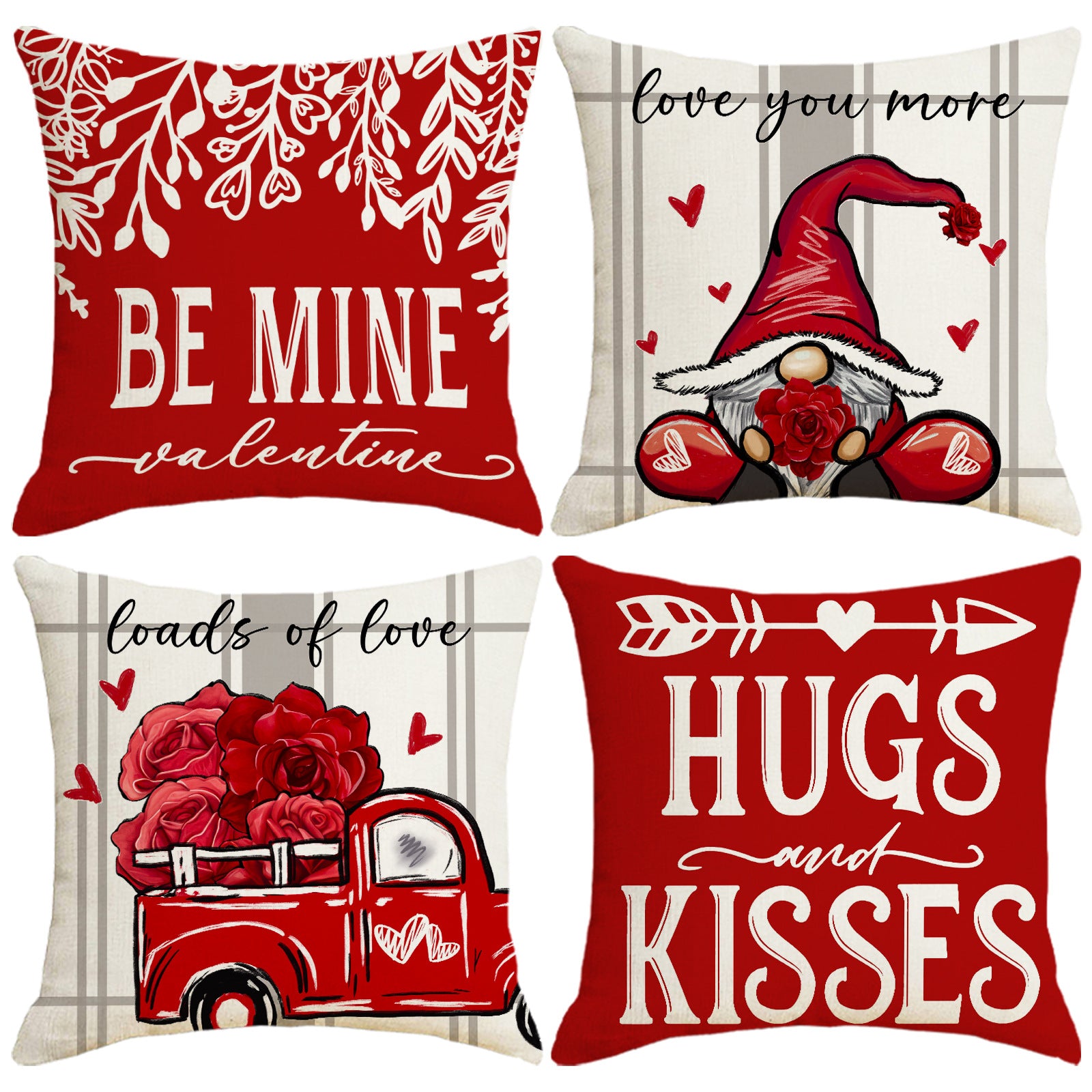 Wholesale Valentine' s Day Set Pillowcase Red  Heart  Lmitation Linen Pillowcase
