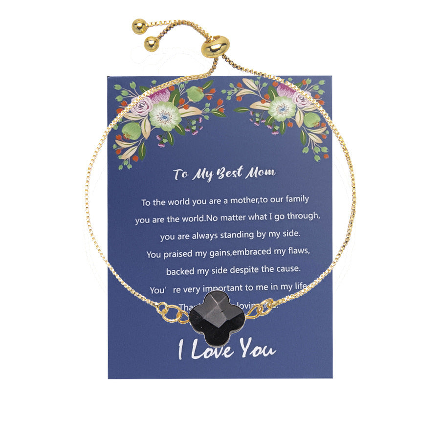 Wholesale New Natural Stone Faceted Four-Leaf Clover Gold-Plated Pendant