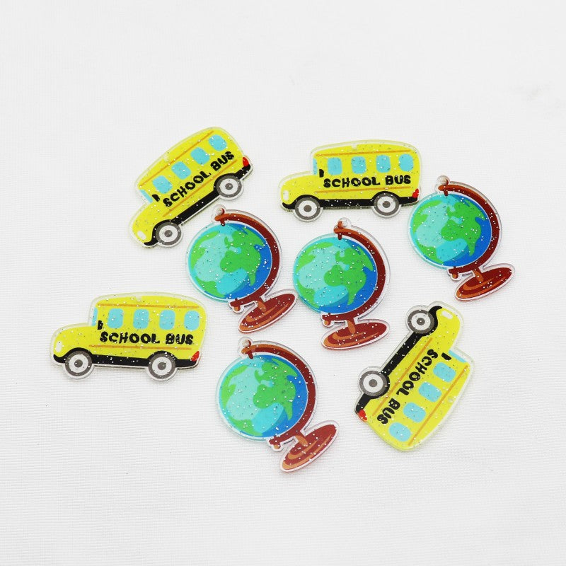 Wholesale 10pcs Back To School Theme Glitter Accessories FlatBack