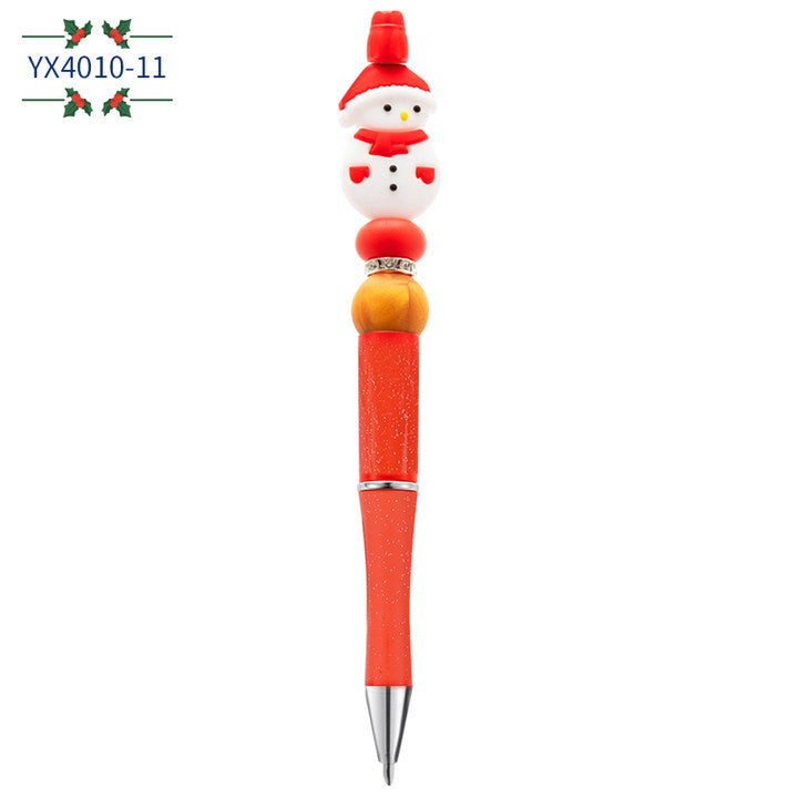 Wholesale Christmas Cartoon Silicone Handmade Beaded Pen Ballpoint Pen