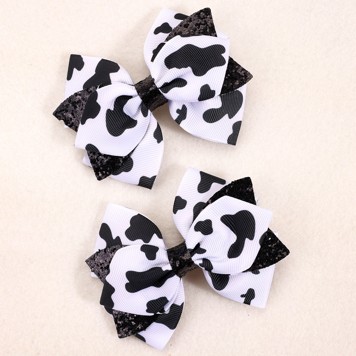 Wholesale  20pcs/pack European and American Cow Pattern Bow Hairpins Popular Kidsren' s Bow Hair