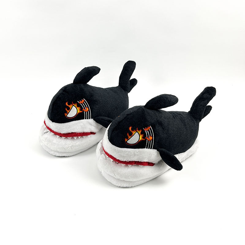 Wholesale Winter Shark Indoor Couple Platform Plush Cotton Slippers